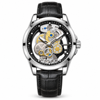 Men's Skeleton Quartz Watch with Steel Case