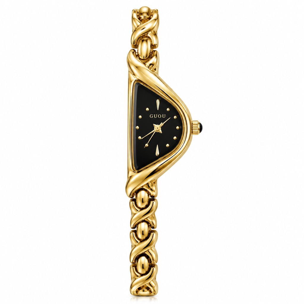 Women's Black-Gold Irregular Bracelet Watch