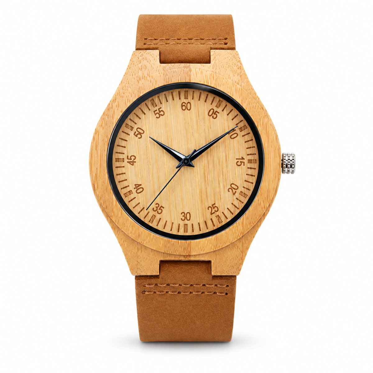 Men's Bamboo-Wood Minimalist Quartz Watch