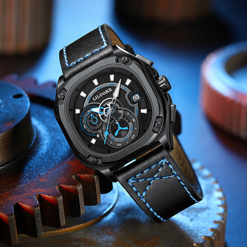 GESMART Men's Square Quartz Watch Luminous Water Resistant Premium Casual Wristwatch