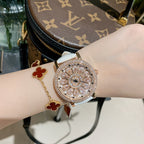 GESMART Women's Full Diamond Studded Luxury Leather Band Watch Fashion Trendy Ladies Wristwatch