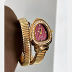 Women's Gold Snake-Strap Rhinestone Quartz Watch
