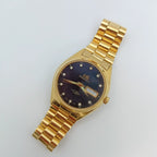Vintage Men's Automatic Mechanical Watch Day-Date Exhibition Back Black Dial NOS