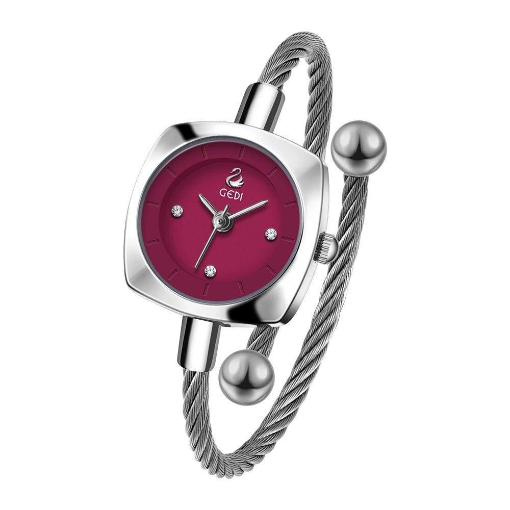 Women's Minimalist Swan Woven-Metal Bangle Quartz Watch