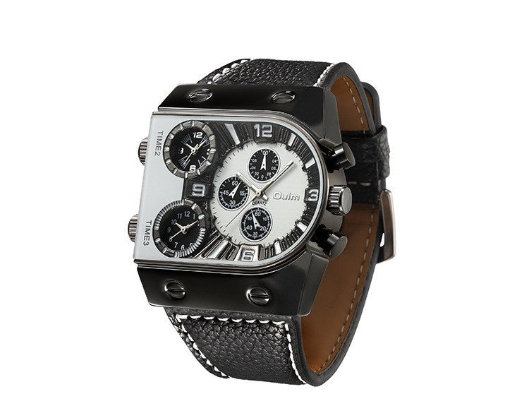 Men's Multi-Timezone Large-Dial Luminous Steel Watch