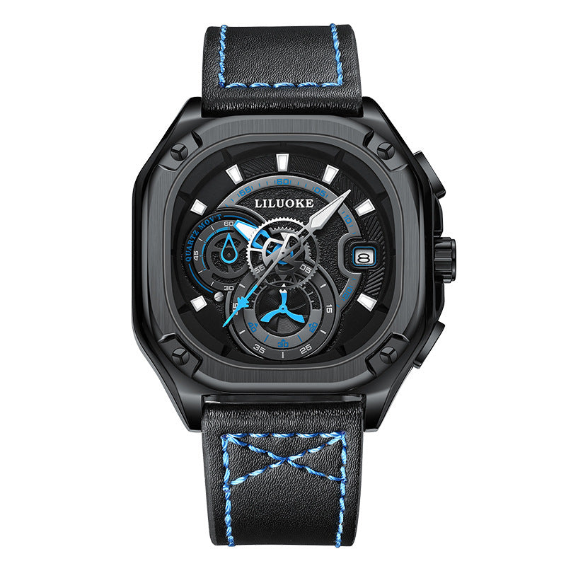 GESMART Men's Square Quartz Watch Luminous Water Resistant Premium Casual Wristwatch