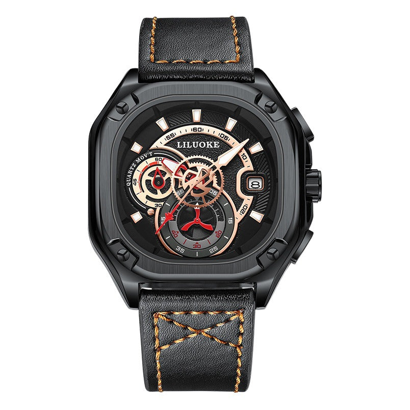 GESMART Men's Square Quartz Watch Luminous Water Resistant Premium Casual Wristwatch
