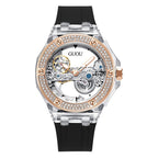 Women's Rhinestone Dial Watch with Soft Silicone Strap
