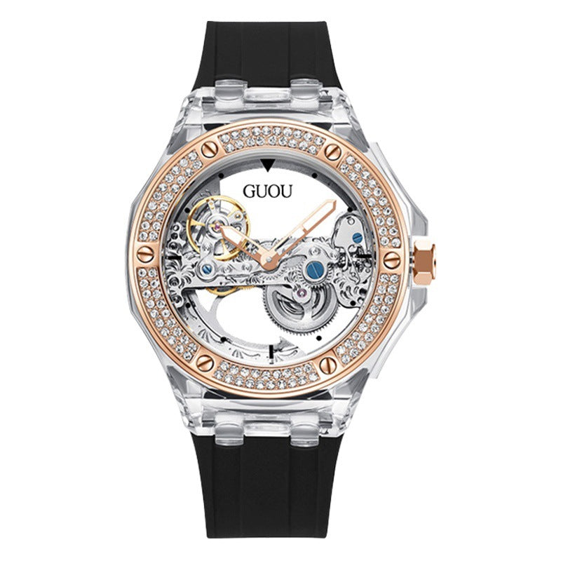 Women's Rhinestone Dial Watch with Soft Silicone Strap