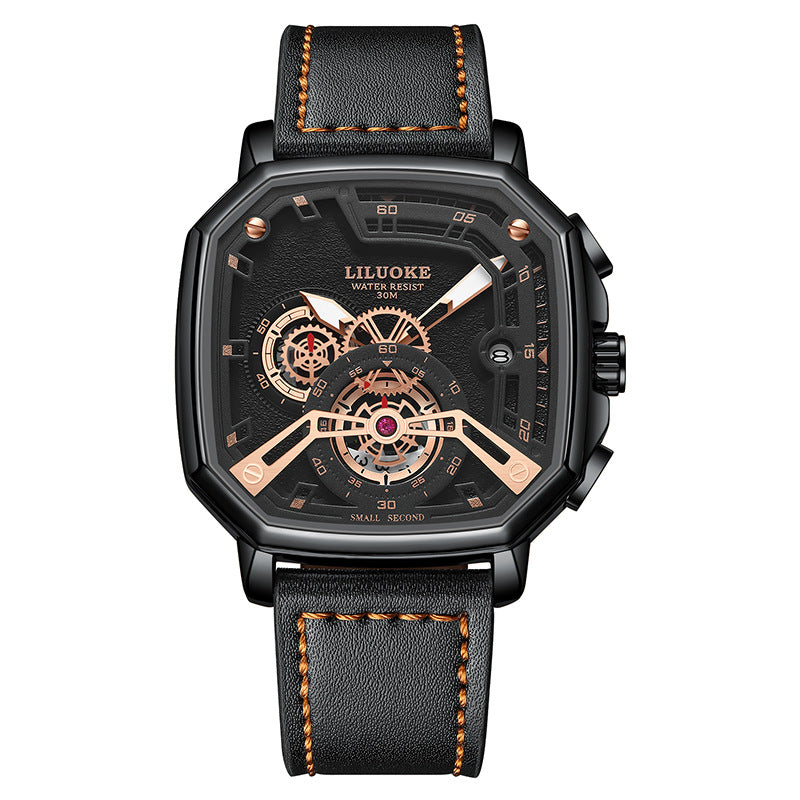 GESMART Men's Square Quartz Watch Luminous Water Resistant Trendy Fashion Casual Wristwatch