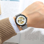 GESMART Men's Skeleton Automatic Mechanical Watch Mesh Band Business Fashion Wristwatch