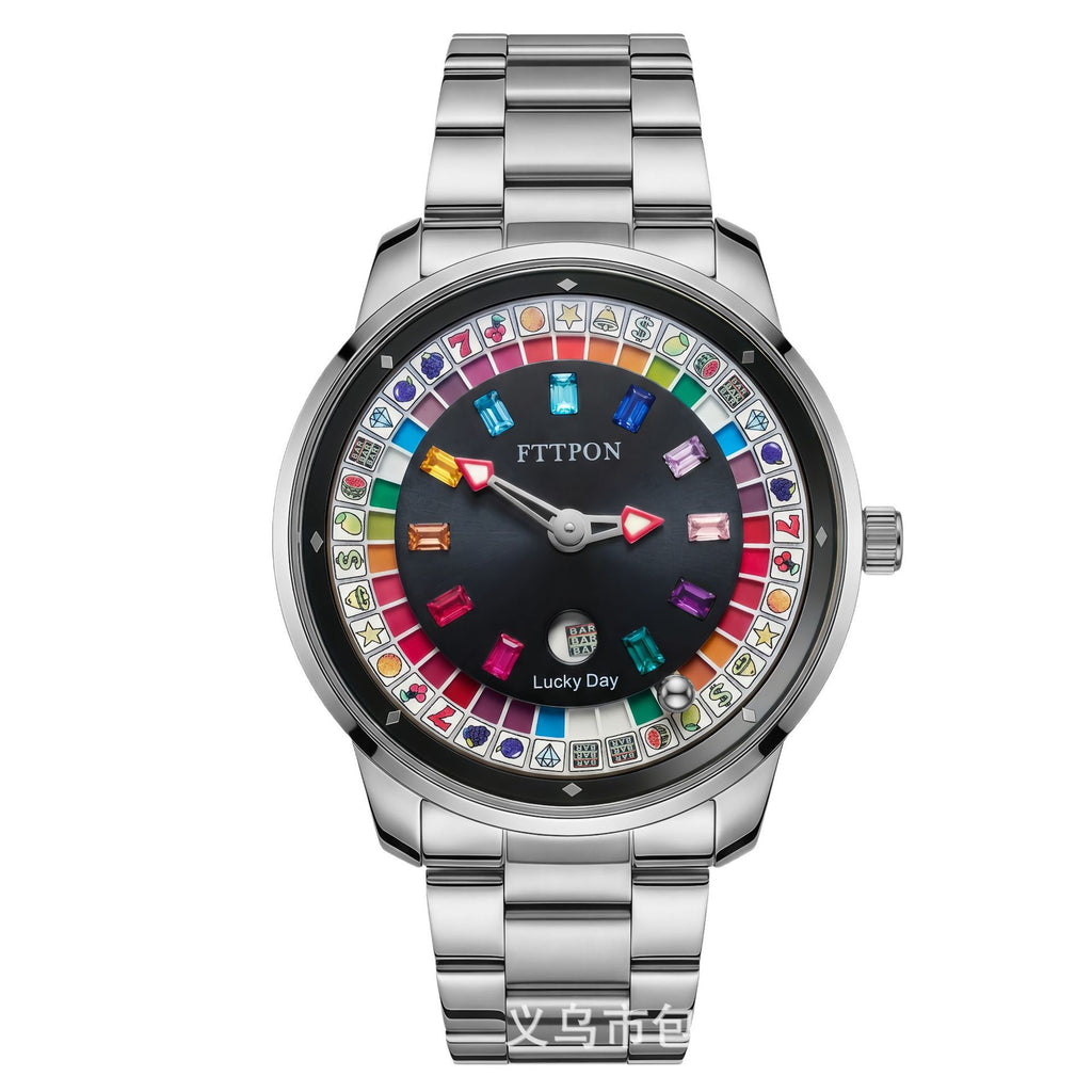 GESMART Men's Digital Roulette Wheel Quartz Watch Luminous Water Resistant Alloy Band Minimalist Fashion