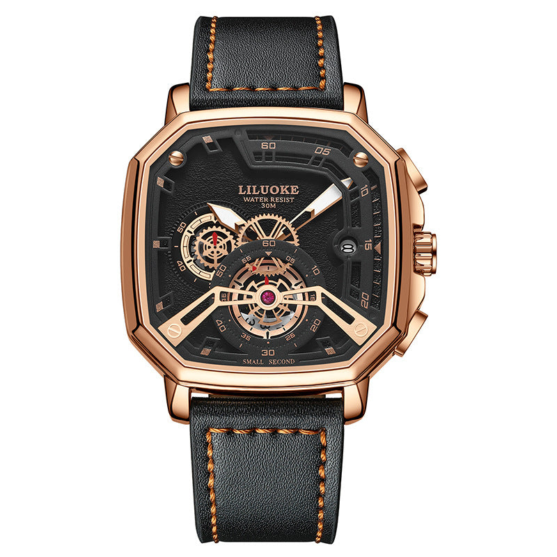 GESMART Men's Square Quartz Watch Luminous Water Resistant Trendy Fashion Casual Wristwatch