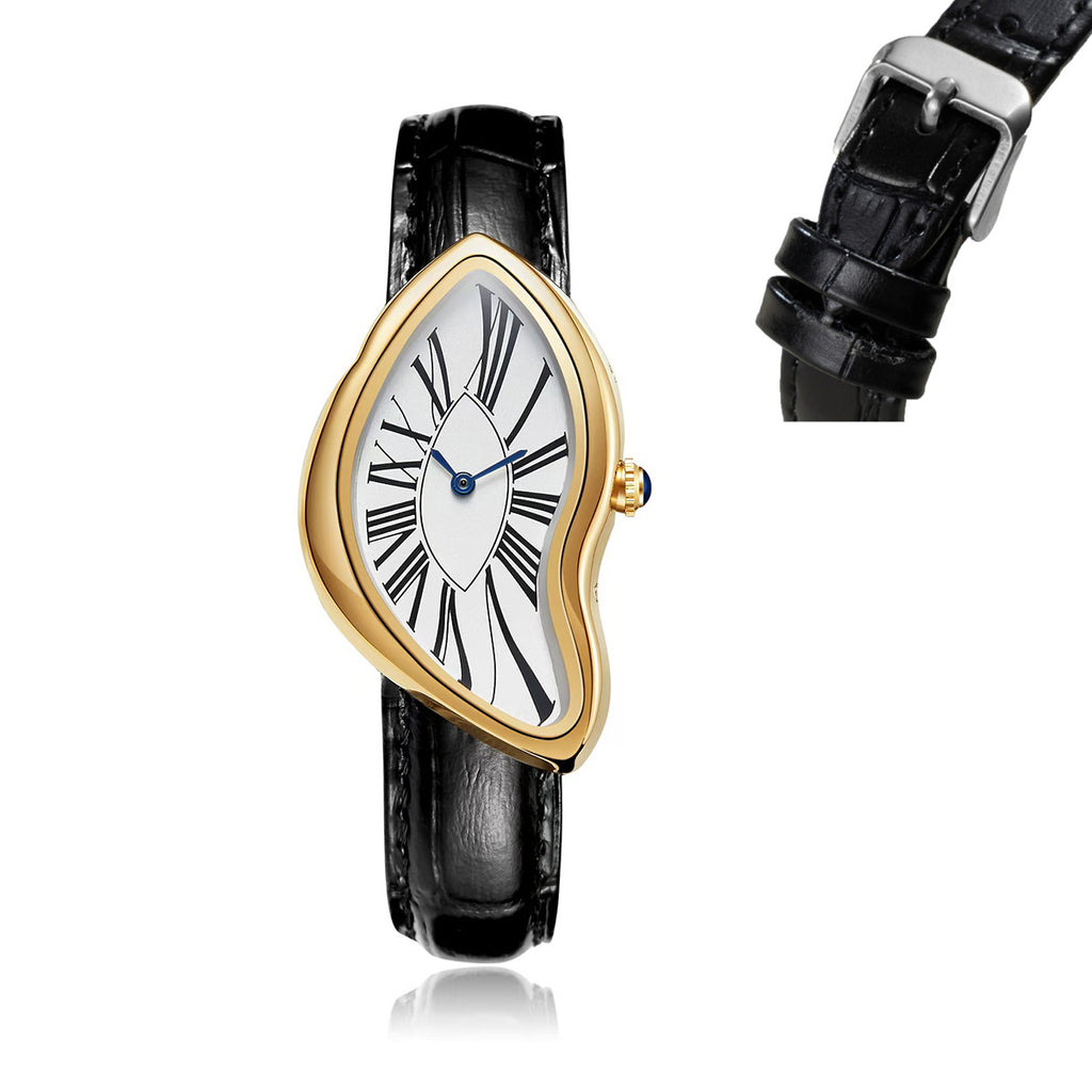 GESMART Men's Y2K Alien Shape Melting Distorted Quartz Watch Fashion Premium Niche Design Wristwatch