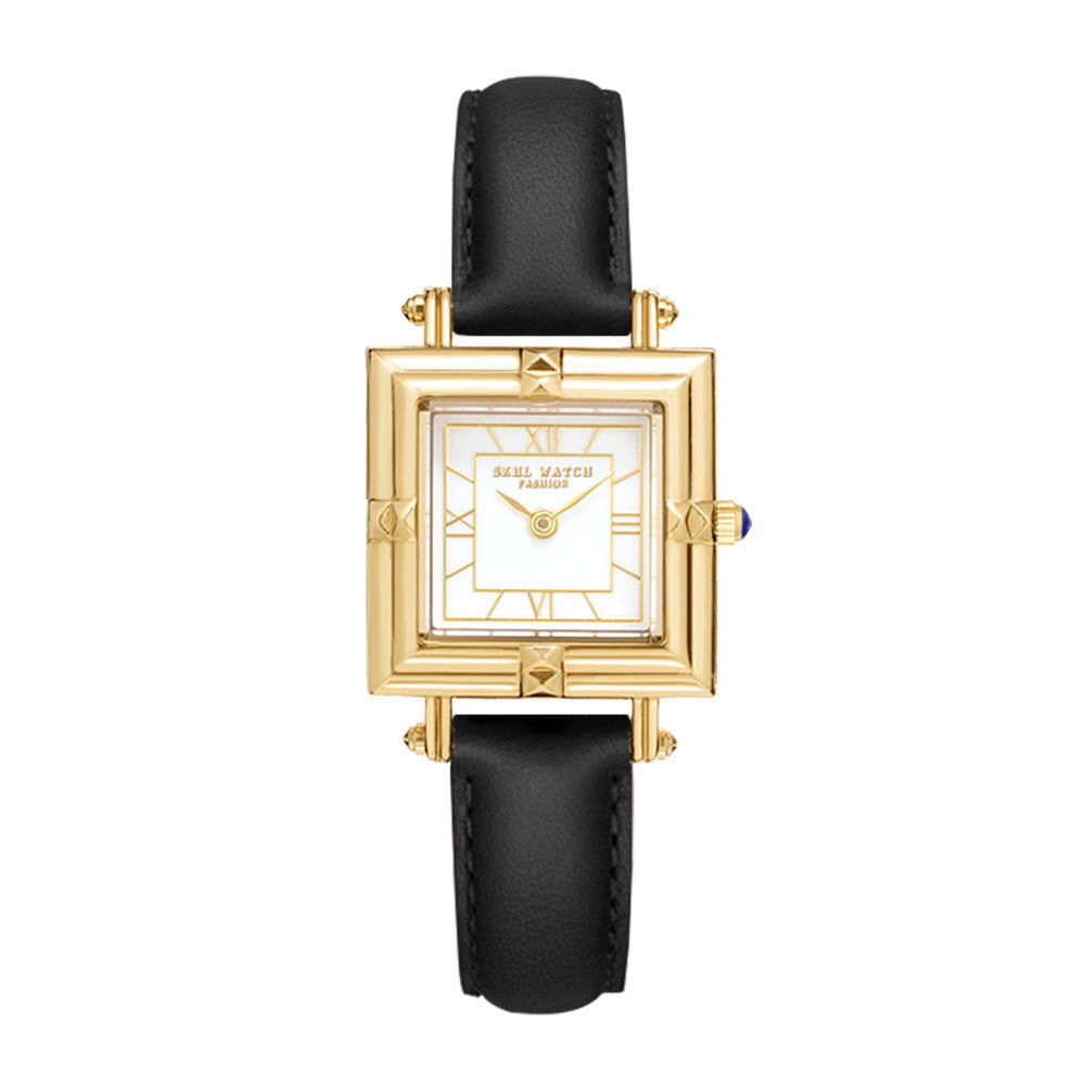GESMART Women's Small Square Leather Band Watch Roman Numeral Scale Minimalist Retro Ladies Wristwatch