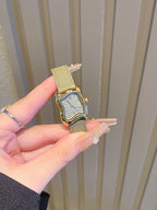 Women's Irregular Wavy Small Square Litchi-Leather French Vintage Watch