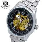 GESMART Men's Skeleton Engraved Automatic Mechanical Watch Exhibition Case Back Fashion