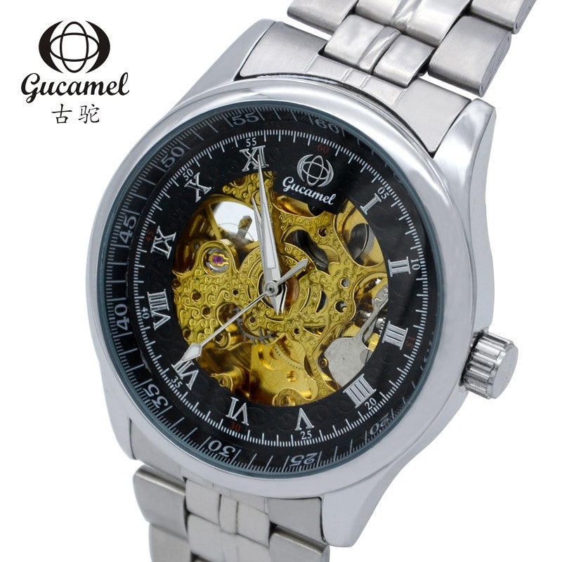 GESMART Men's Skeleton Engraved Automatic Mechanical Watch Exhibition Case Back Fashion