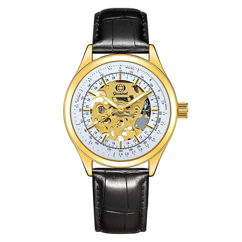 GESMART Men's Hand Winding Skeleton Mechanical Watch Casual Fashion Wristwatch