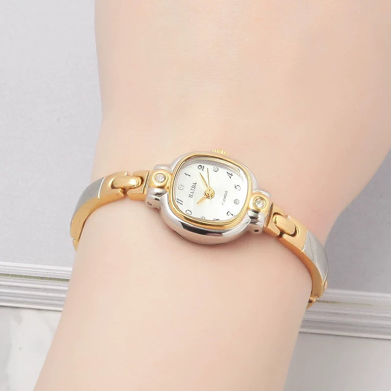 HAIDA Ladies Manual Wind Mechanical Watch Two-Tone Small Fashion NOS