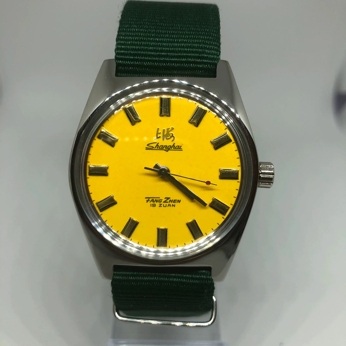 Vintage 7120 Manual Wind Mechanical Watch Yellow Colorful Dial Business Shanghai