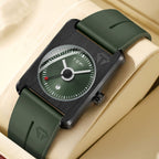 Unisex Square Calendar Student Rubber-Strap Watch