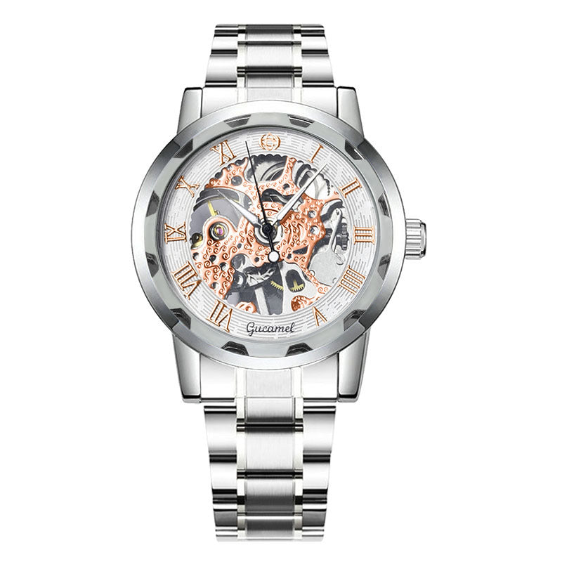 GESMART Men's Hand Winding Mechanical Skeleton Watch Exhibition Case Back Fashion