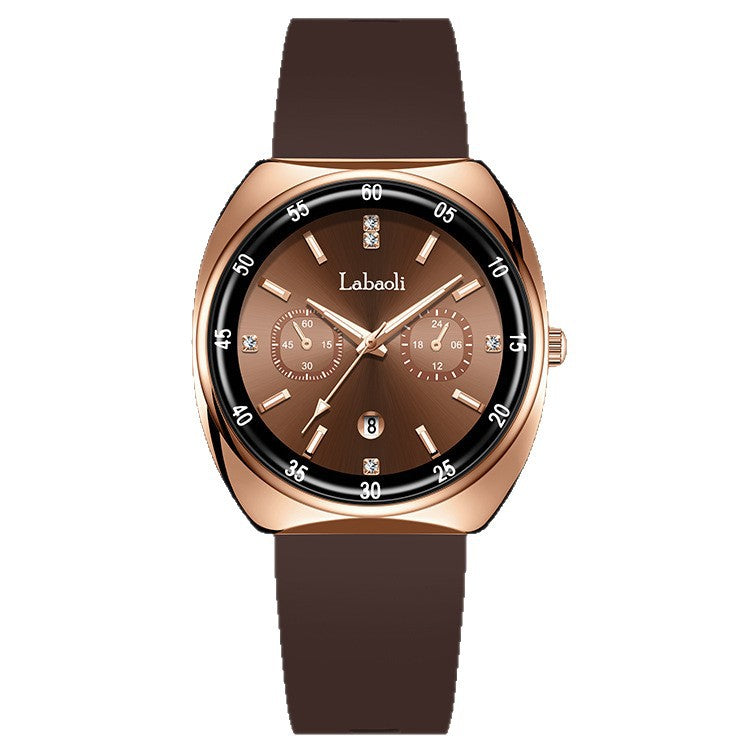 GESMART Women's Tonneau Shape Quartz Watch Large Dial Calendar Diamond Studded Luminous Water Resistant