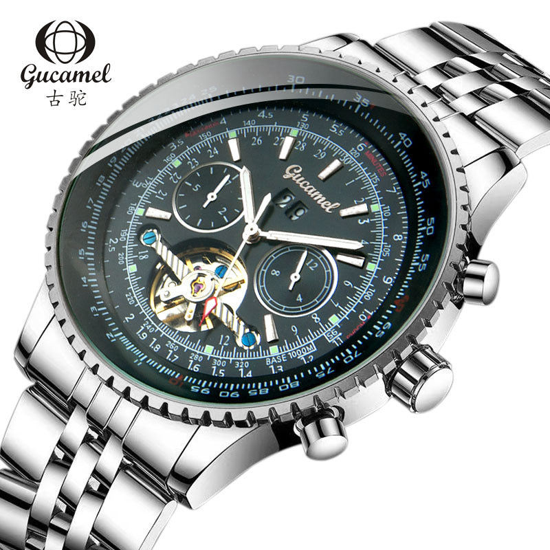 GESMART Men's Skeleton Tourbillon Automatic Mechanical Watch Large Dial Business Wristwatch
