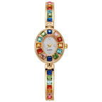 Women's Oval Rainbow CZ Bangle Bracelet Quartz Watch