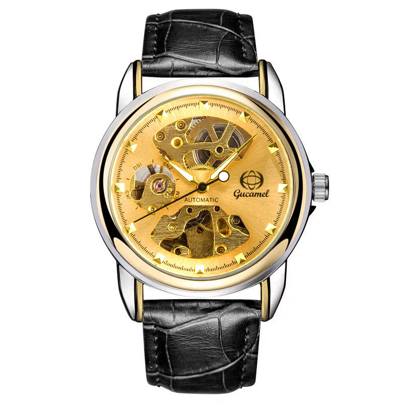 GESMART Men's Korean Style Double Sided Skeleton Automatic Mechanical Watch Business Fashion