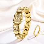 GESMART Women's Square Green Dial Quartz Watch Diamond Studded Elegant Personality