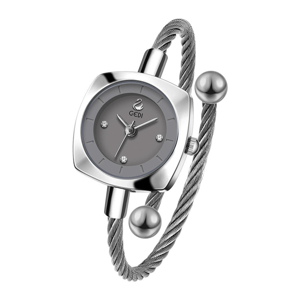 Women's Minimalist Swan Woven-Metal Bangle Quartz Watch