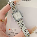 Women's Square Gold-Tone Vintage Steel-Band Quartz Watch