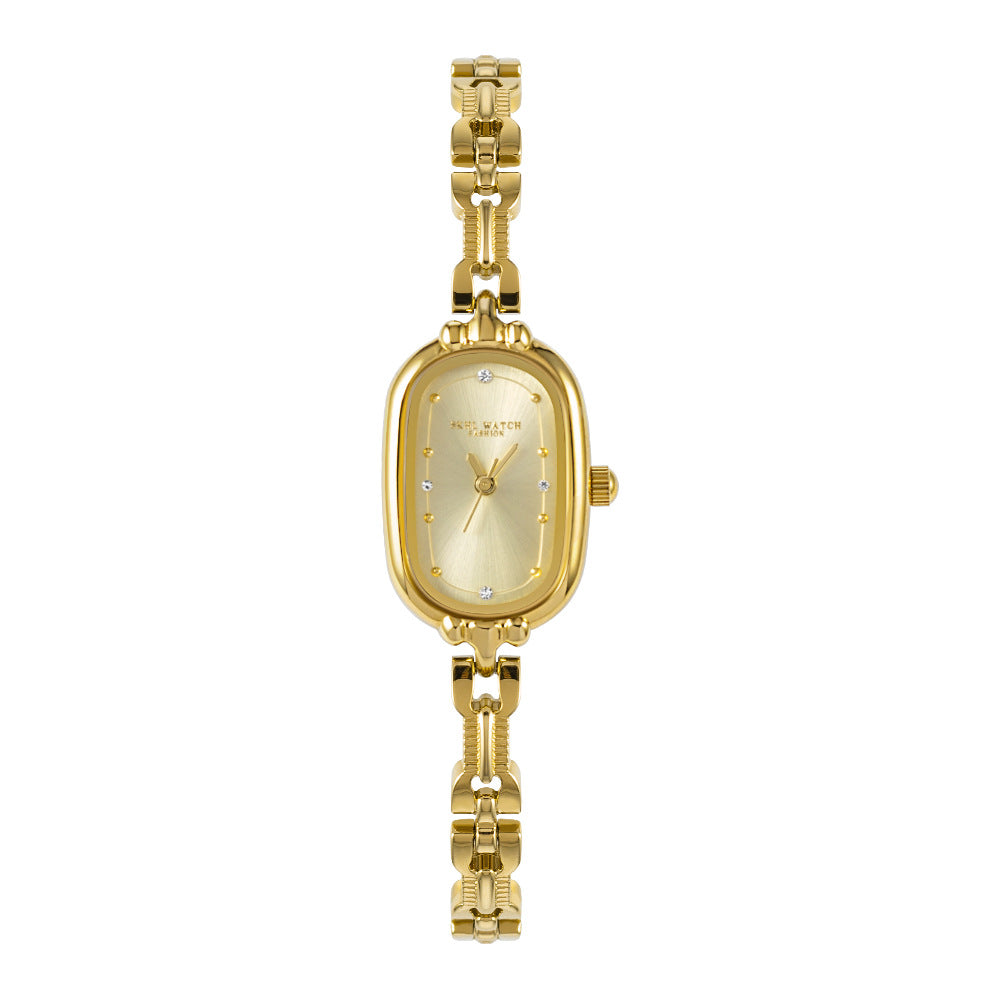 GESMART Women's Retro Small Gold Tone Oval Quartz Watch Bracelet Vintage Literary Style