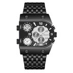 Men's Multi-Timezone Large-Dial Luminous Steel Watch