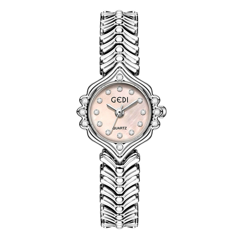 Women's Mother-of-Pearl Small-Dial Rhinestone Fishtail-Chain Quartz Watch