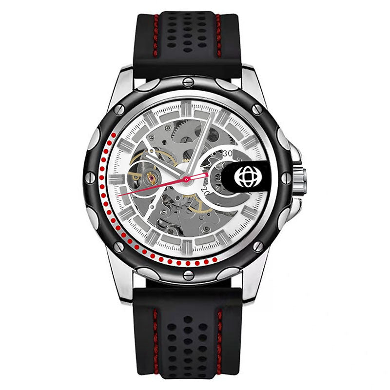 GESMART Men's Skeleton Automatic Mechanical Watch Silicone Band Sports Fashion