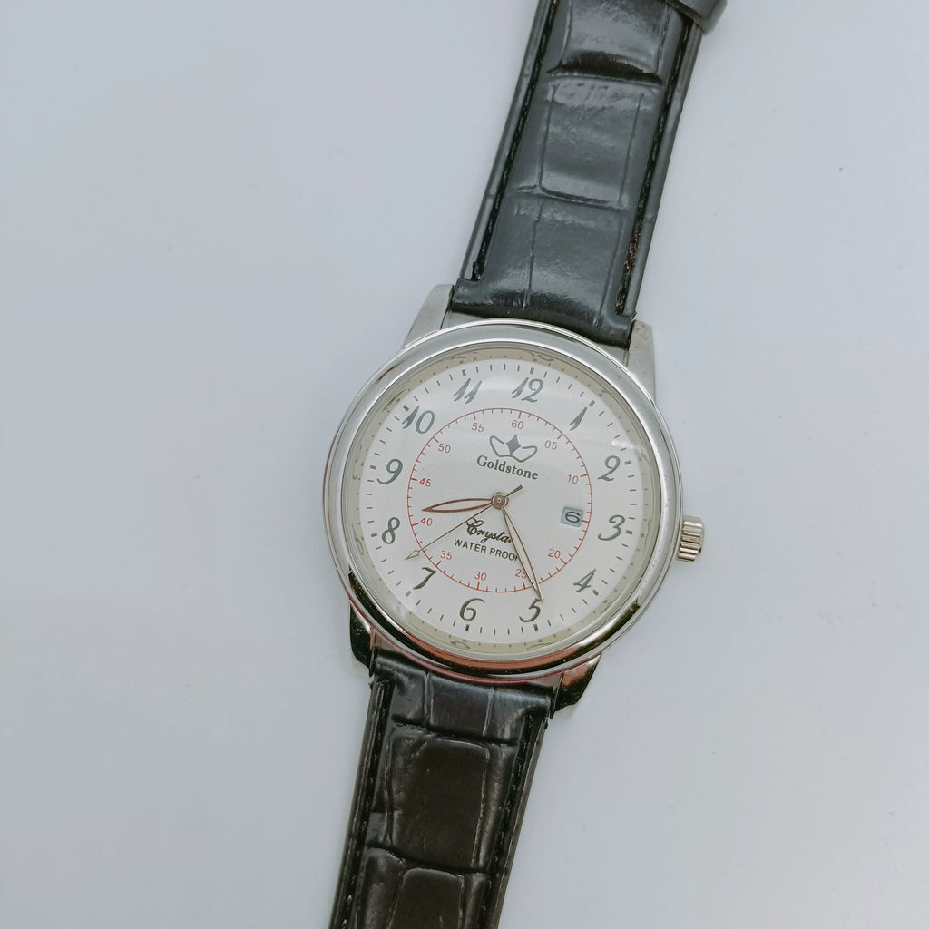 Vintage Men's Quartz Watch Large Dial 46mm Two-Tone NOS Original