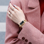 Women's Minimalist Bar-Marker Small Dial Quartz Watch with Steel Bracelet