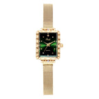 GESMART Women's Square Green Dial Mesh Bracelet Quartz Watch Rhinestone Vintage Luxury Style