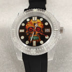 New Transparent 40mm Mechanical Watch Green Luminous Dial NH35 Movement