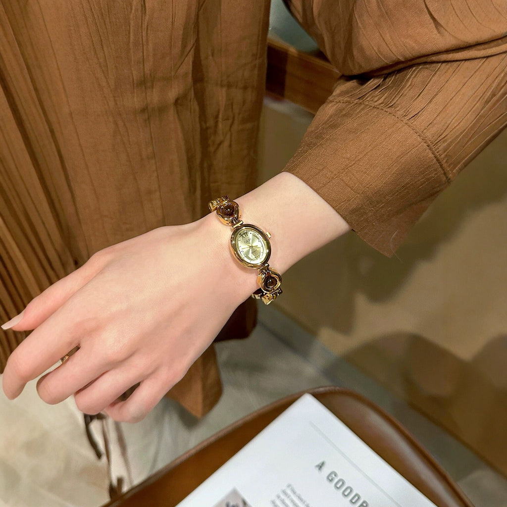 Women's Vintage Pearl Gold-Tone Bracelet Quartz Watch