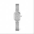 GESMART Women's Two Tone Gold Silver Oval Dial Watch Textured Mesh Band Diamond Studded Quartz