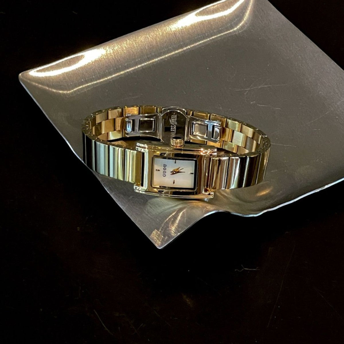 Women's Small Square Vintage Gold-Tone Quartz Watch