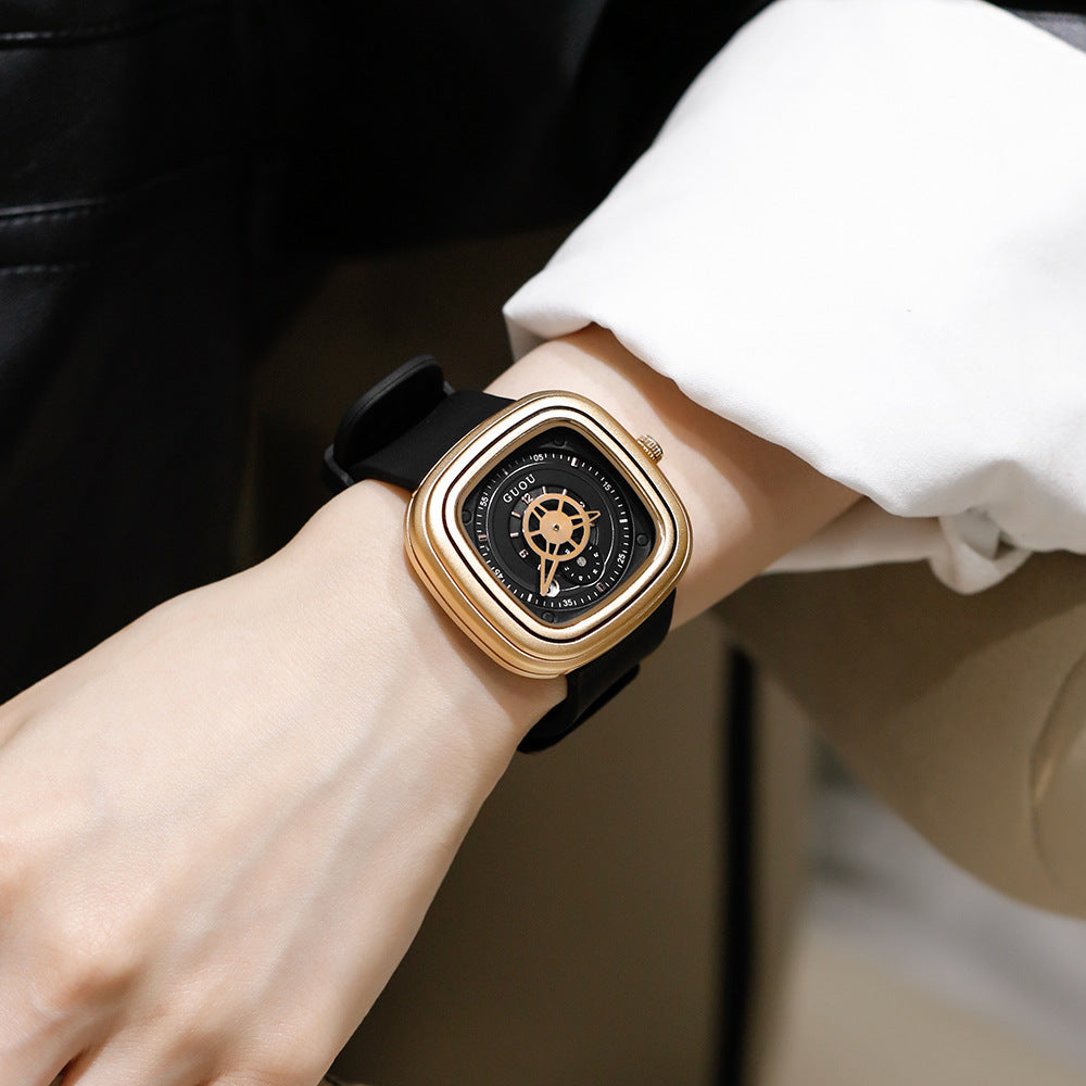 GESMART 2023 New Women's Square Quartz Watch Silicone Band Minimalist Casual Luxury Style