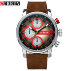 GESMART Men's Quartz Watch Three Sub Dials Chronograph Leather Band Model 8170