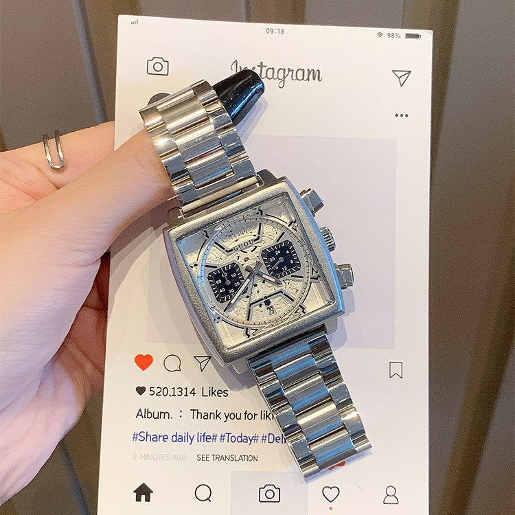 Unisex Vintage Large-Dial Multi-Function Chronograph Watch