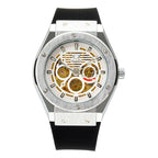 GESMART Men's 2022 New Skeleton Automatic Mechanical Watch Silicone Band Business Trendy