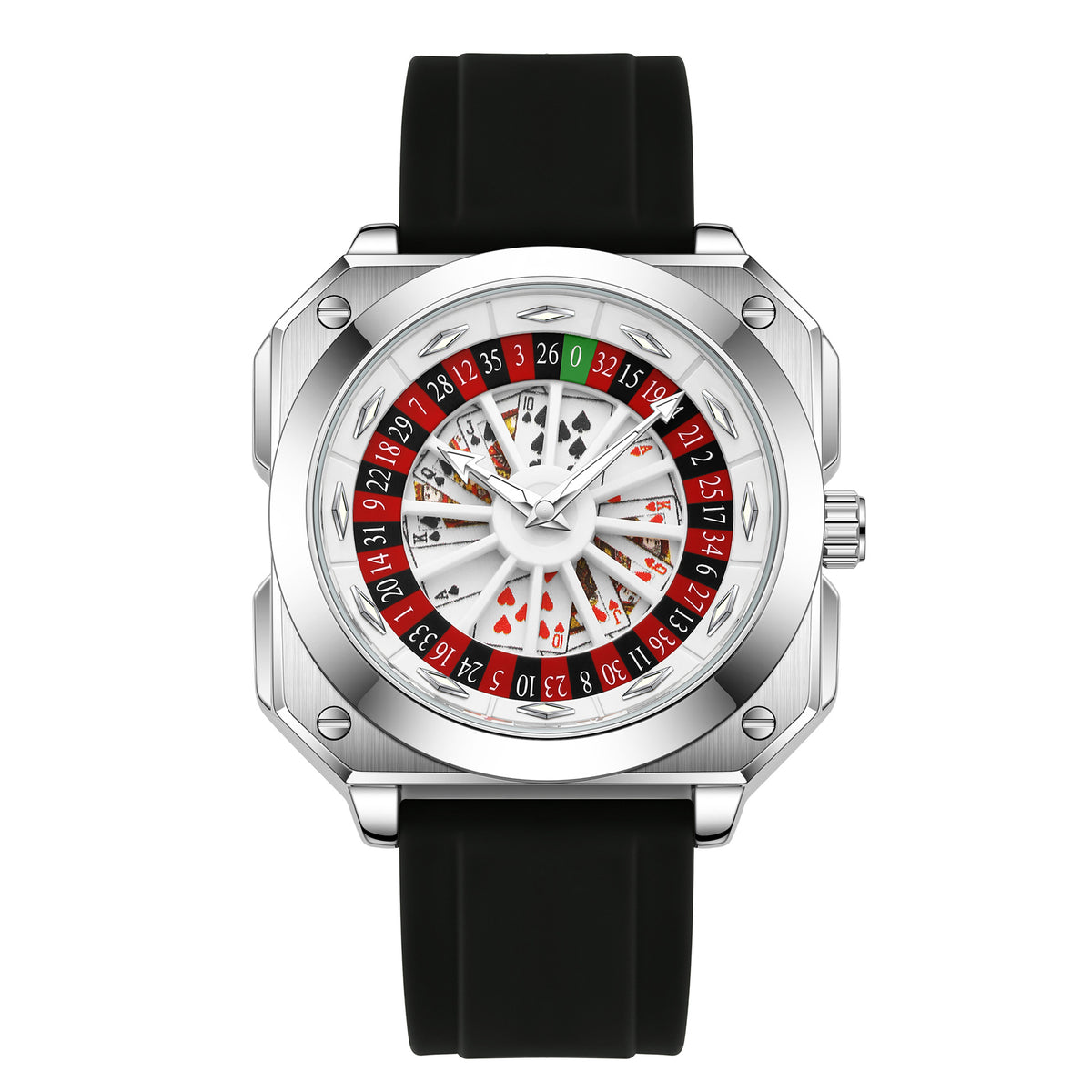 GESMART Men's Caishen Fortune Wheel Quartz Watch Creative Turning Disc Leather Band Luminous Water Resistant